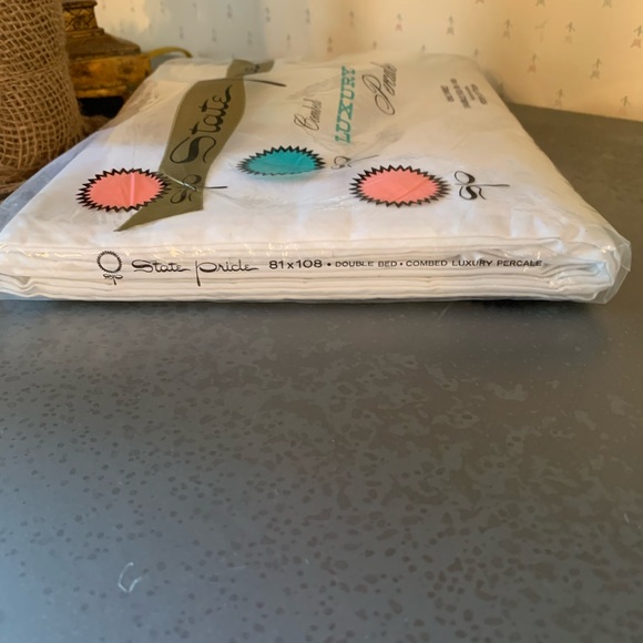 VINTAGE, State Pride, 1 Flat White sheet NEW in package, full size never opened. - Picture 6 of 6